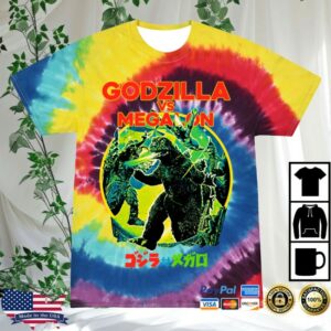 Cavitycolors Merch Store Godzilla Vs. Megalon Retro Showdown Tie-Dye T-Shirt