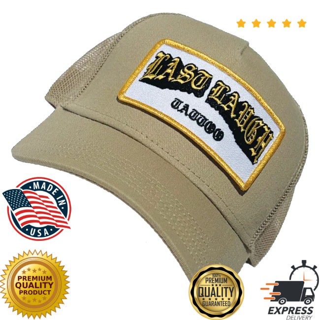 Last Laugh Tattoo Merch Store Patch Trucker Hat Cream 3 Last Laugh Tattoo Merch Store Patch Trucker Hat Cream