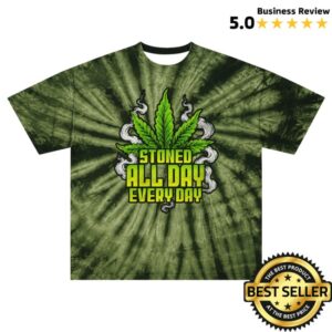 Sadstonie Merch Store Stoned All Day Weed Tie Dye T-Shirt