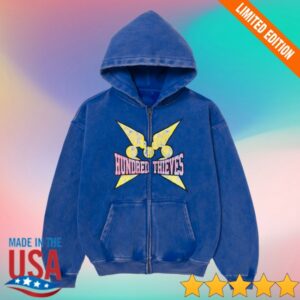 100 Thieves Merch Store 100T X Momotoys Zip-Up Hoodie Dusty Blue