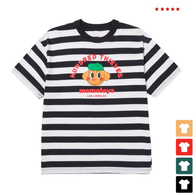 100Thieves Merch Store 100T X Momotoys Where's Momo Stripe T-Shirt 3 100Thieves Merch Store 100T X Momotoys Where's Momo Stripe T-Shirt