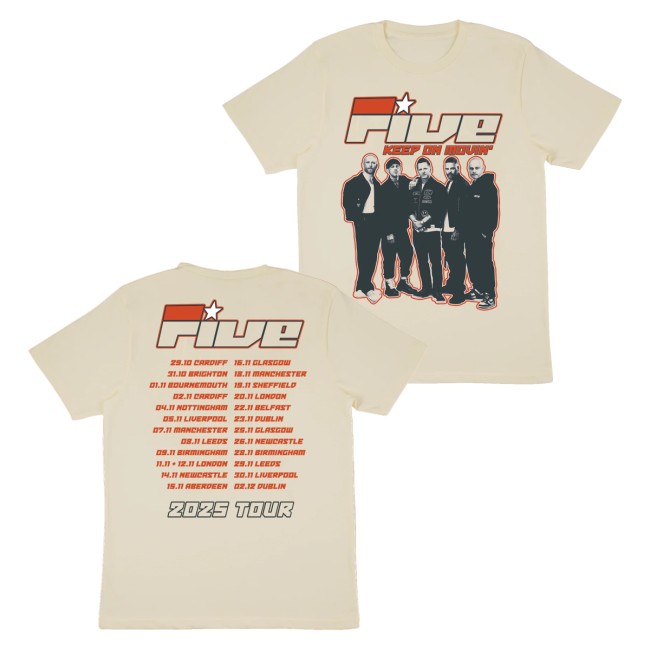 Five Store Merch Keep On Movin' Natural Dateback Tour Tee