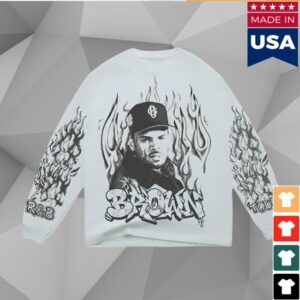 R&B Tour Merch Store Chris Brown R&B Tour Flame White Longsleeve Tee