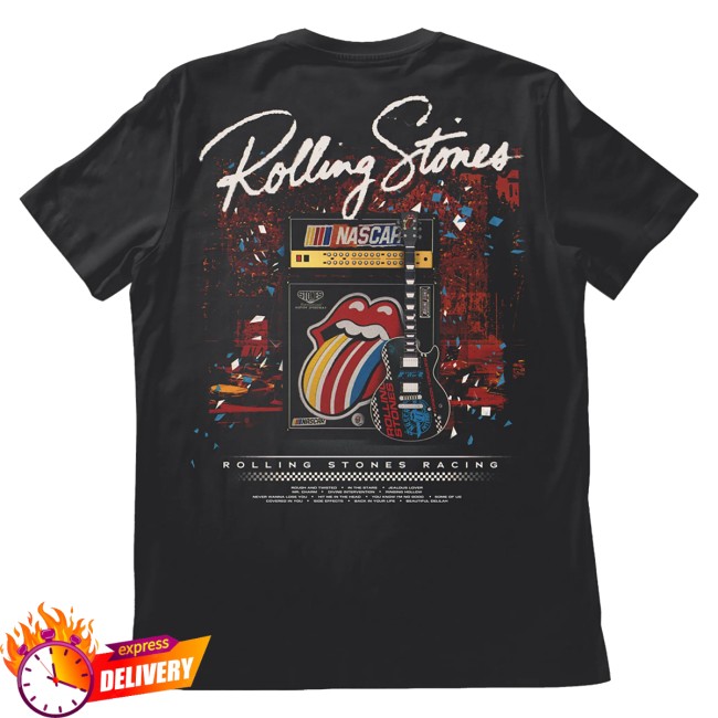The Rolling Stones Shop Merch The Rolling Stones X Nascar Guitar Tongue T-Shirt
