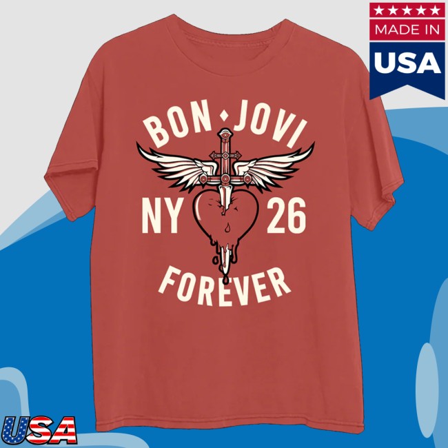 Bon Jovi Merch Shop Ny '26 Muted Red T-Shirt 3 Bon Jovi Merch Shop Ny '26 Muted Red T-Shirt