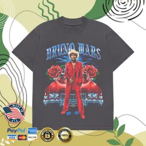 Bruno Mars Merch Store Milan The Romantic Limited Edition Tour Tee Vintage Black