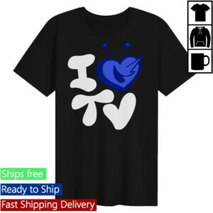 Paperboxmart Merch Store I Love Tv Shirt White Blue