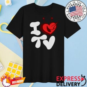 Paperboxmart Merch Store I Love Tv Shirt White Red