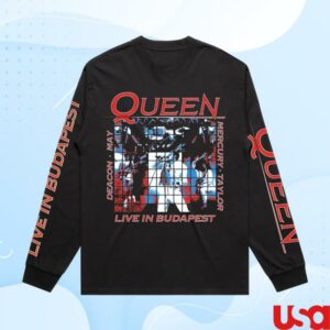 Queen Merch Store Queen Budapest 40Th Anniversary Black Longsleeve