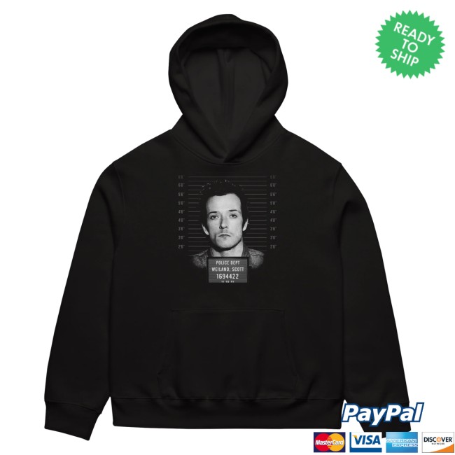 Scott Weiland Merch Store Scott Weiland Rock N Roll Outlaw Mugshot Vintage Oversized Heavyweight Hoodie