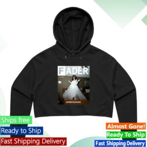 The Fader Merch Store Underscores V1 The Fader Women's Crop Hoodie Black