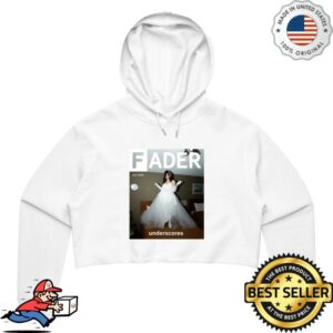 The Fader Merch Store Underscores V1 The Fader Women's Crop Hoodie White