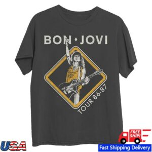 Bon Jovi Store Merch Slippery When Wet Tour '86-'87 Pepper T-Shirt