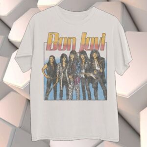 Bon Jovi Store Merch Slippery When Wet Tour Retro Bone T-Shirt