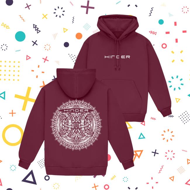Hinder Music Merch Store Mandala Hoodie (Maroon) 5 Hinder Music Merch Store Mandala Hoodie (Maroon)