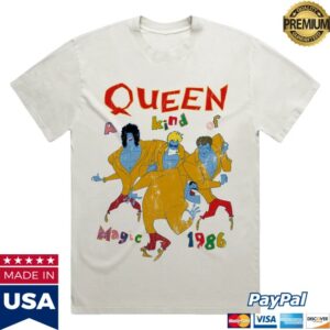 Queen Merch Store A Kind Of Magic Vintage White Tour T-Shirt