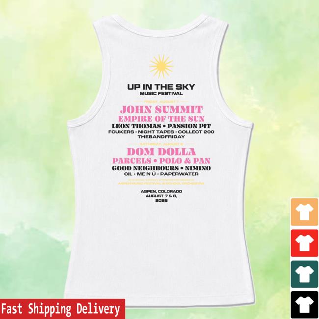 Up In The Sky Music Festival Store Merch Women's Dancing Lineup Tank 4 Up In The Sky Music Festival Store Merch Women's Dancing Lineup Tank